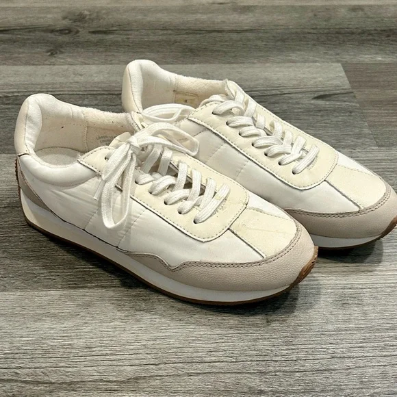 Madewell White and Tan Sneakers 7.5 Neutral Aesthetic - Picture 5 of 11